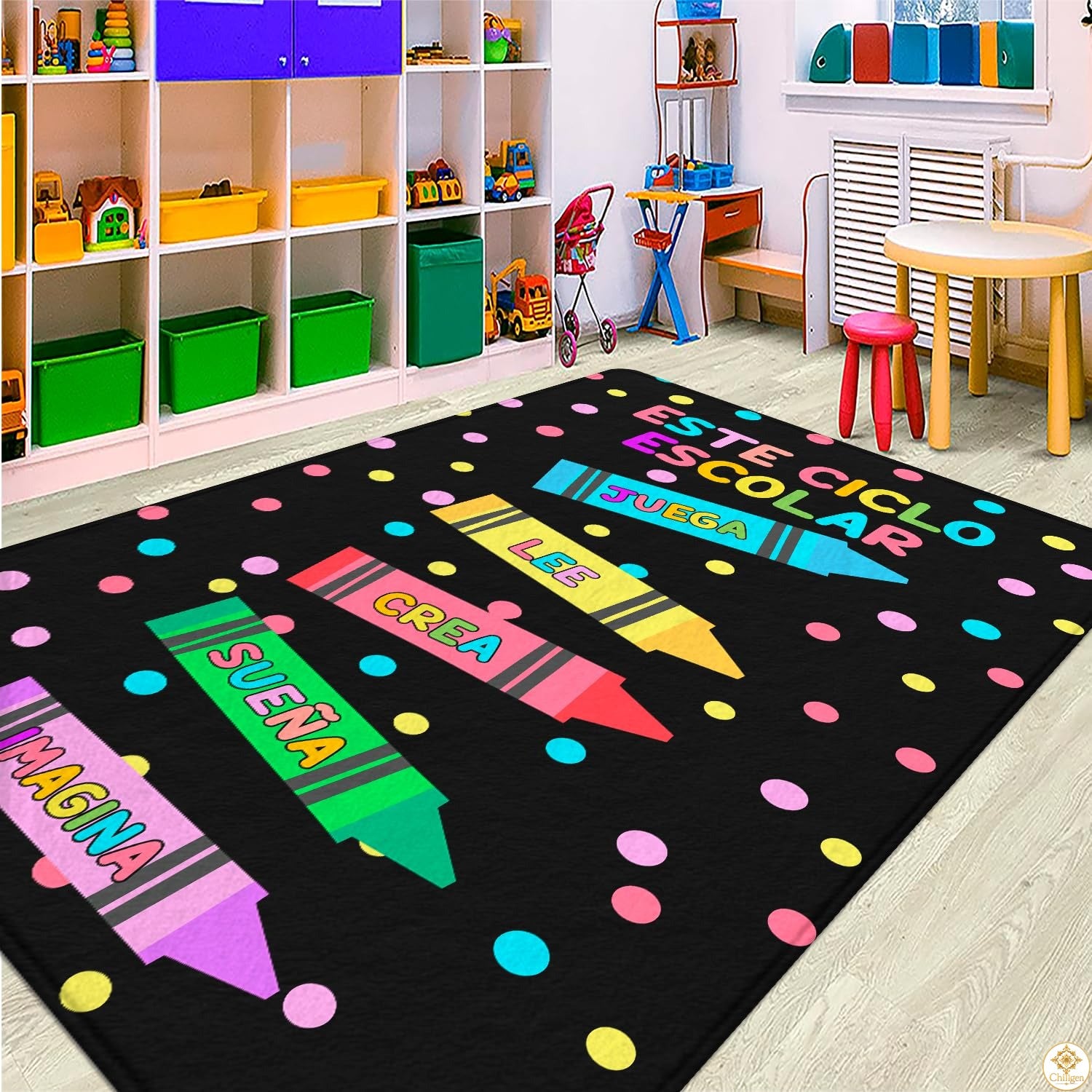 Custom ABC Spanish Educational Rug with Alphabet and Numbers