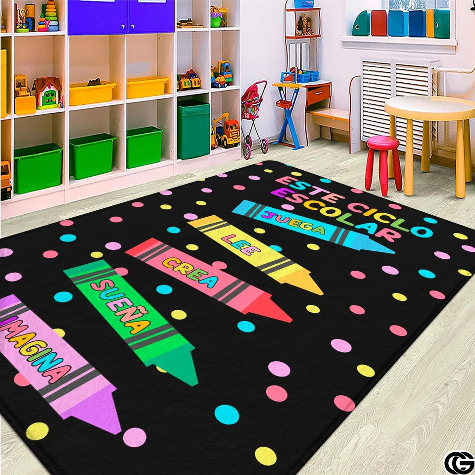 Custom ABC Spanish Educational Rug with Alphabet and Numbers