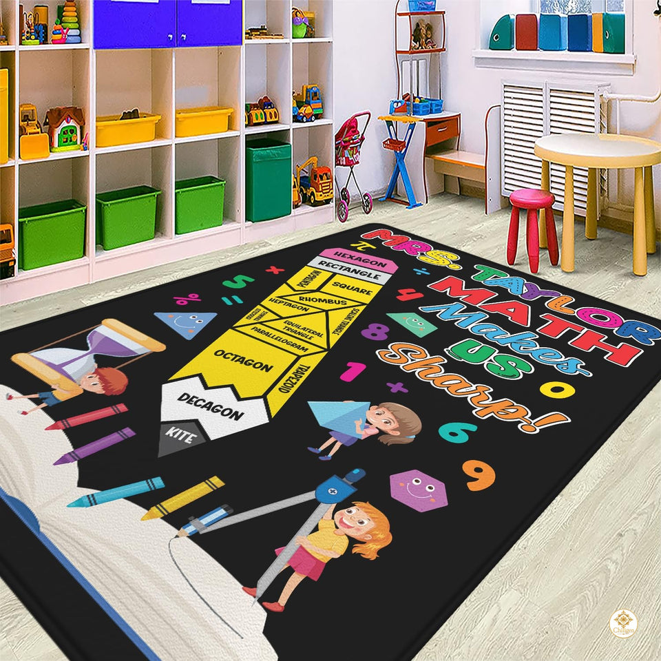 Custom Composition Notebook Classroom Rug with Non Slip Backing