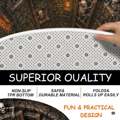 Custom Halloween 3D Optical Illusion Round Rug Skeleton Horror Area Rug (1, #13)