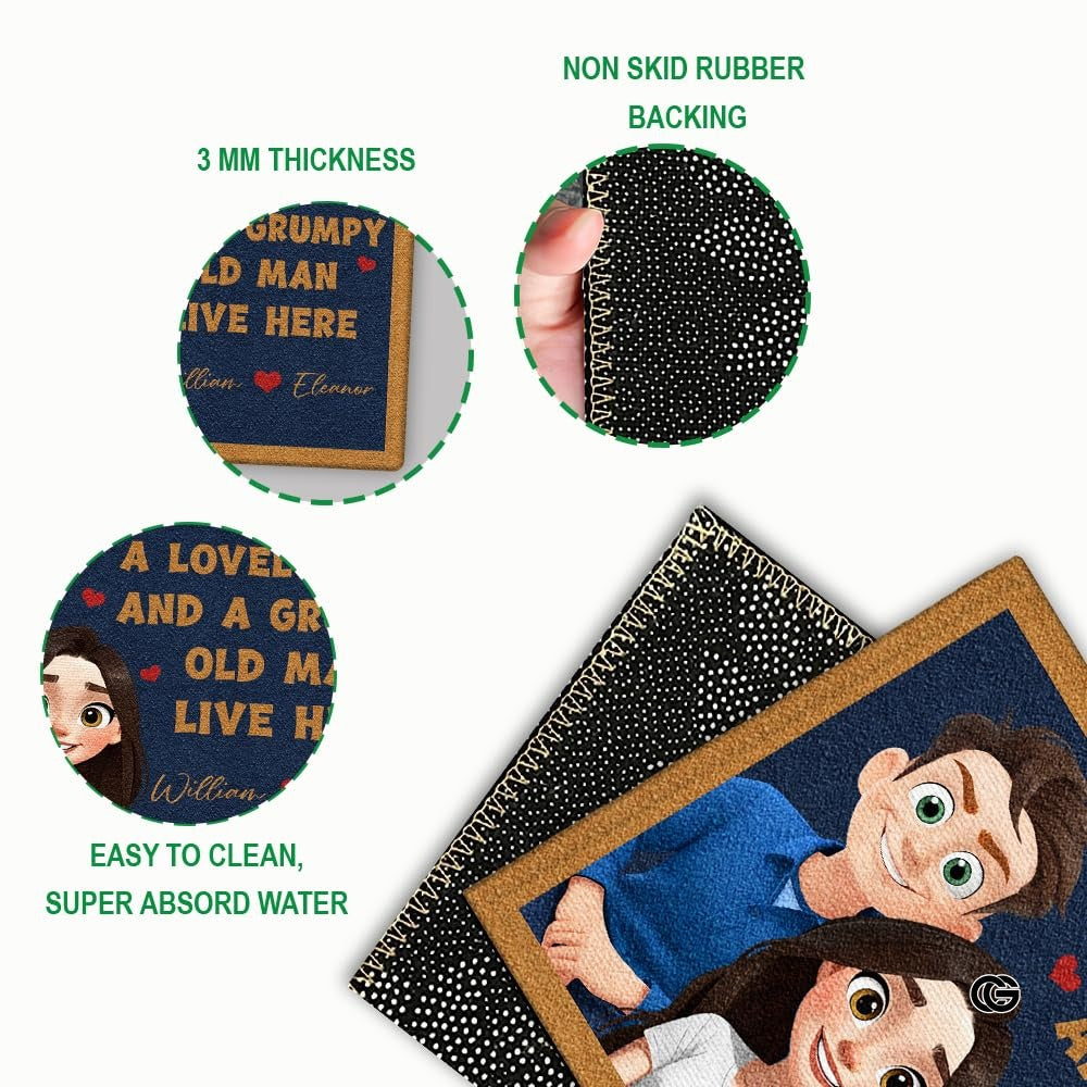 Personalized Family Couple Doormat, Custom Couple Husband Wife Doormat Gift, Outdoor Front Door Rug on Birthday, Christmas, Anniversaries, Valentine's Day for Him Her Woman (S4)