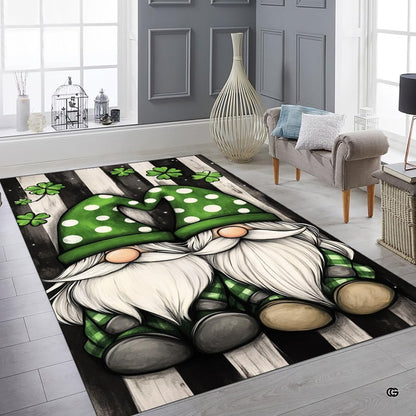 Bright contemporary sitting room interior showcasing the green lucky gnomes rug - thumbnail image 6 of 8