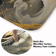 Bengal tiger area rug styled in modern living room setting highlighting dark charcoal and gilded ripples. - thumbnail image 3 of 8