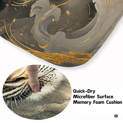Bengal tiger area rug styled in modern living room setting highlighting dark charcoal and gilded ripples. - thumbnail image 3 of 8