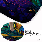 Closeup view of the soft microfiber surface and luminous peacock feather artwork - thumbnail image 3 of 7
