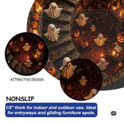 Personalized Halloween 3D Optical Illusion Ghost Round Rug (A08)
