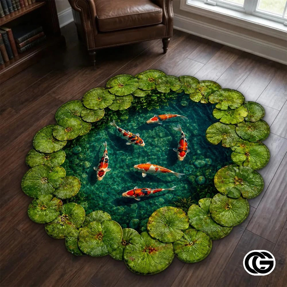 Custom Koi Pond Welcome Mat for Front Door and Entryway