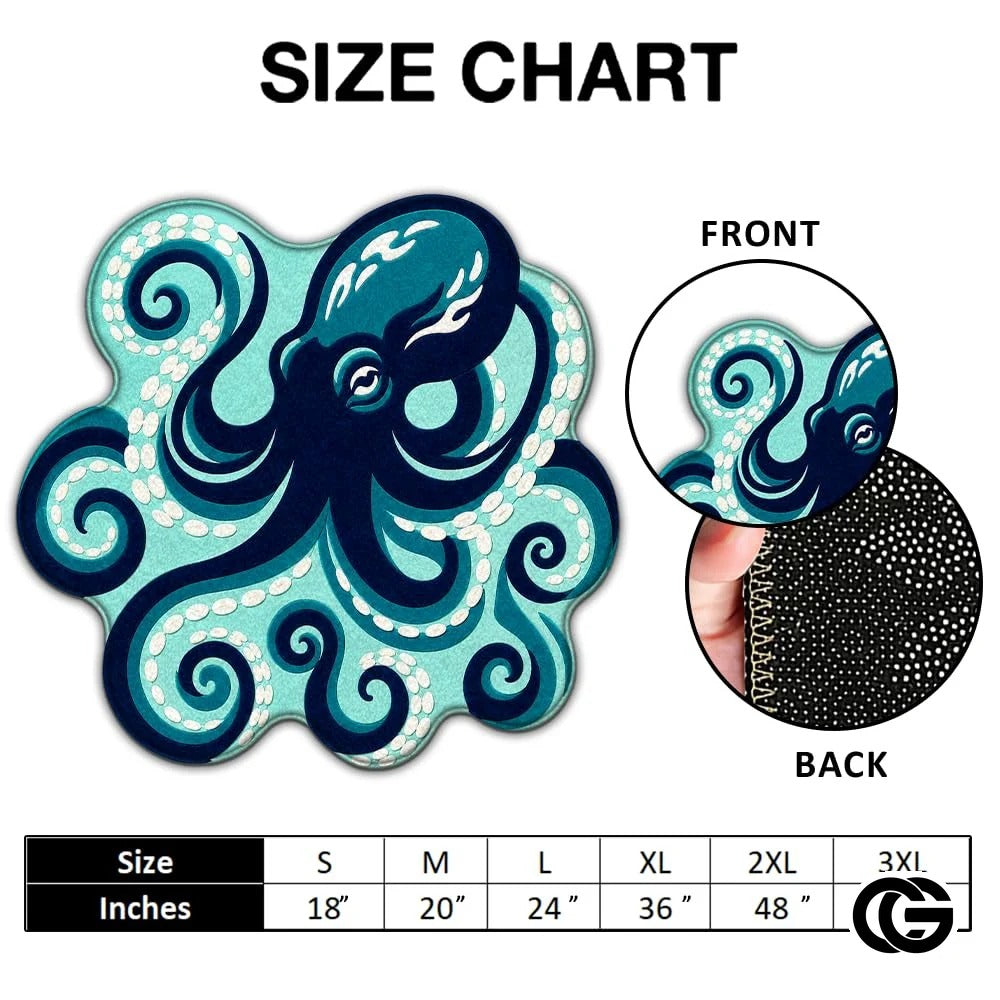 Custom Octopus Welcome Mat with Sea Monster Art - D8
