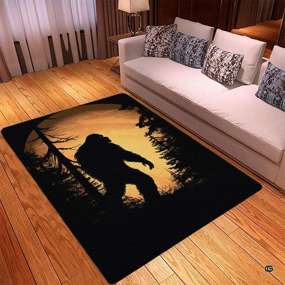 Soft low-pile microfiber surface texture on Bigfoot Sasquatch folklore rug - thumbnail image 3 of 5