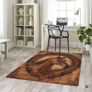 Lifestyle scene featuring family lounging on western horse portrait area rug. - thumbnail image 5 of 5