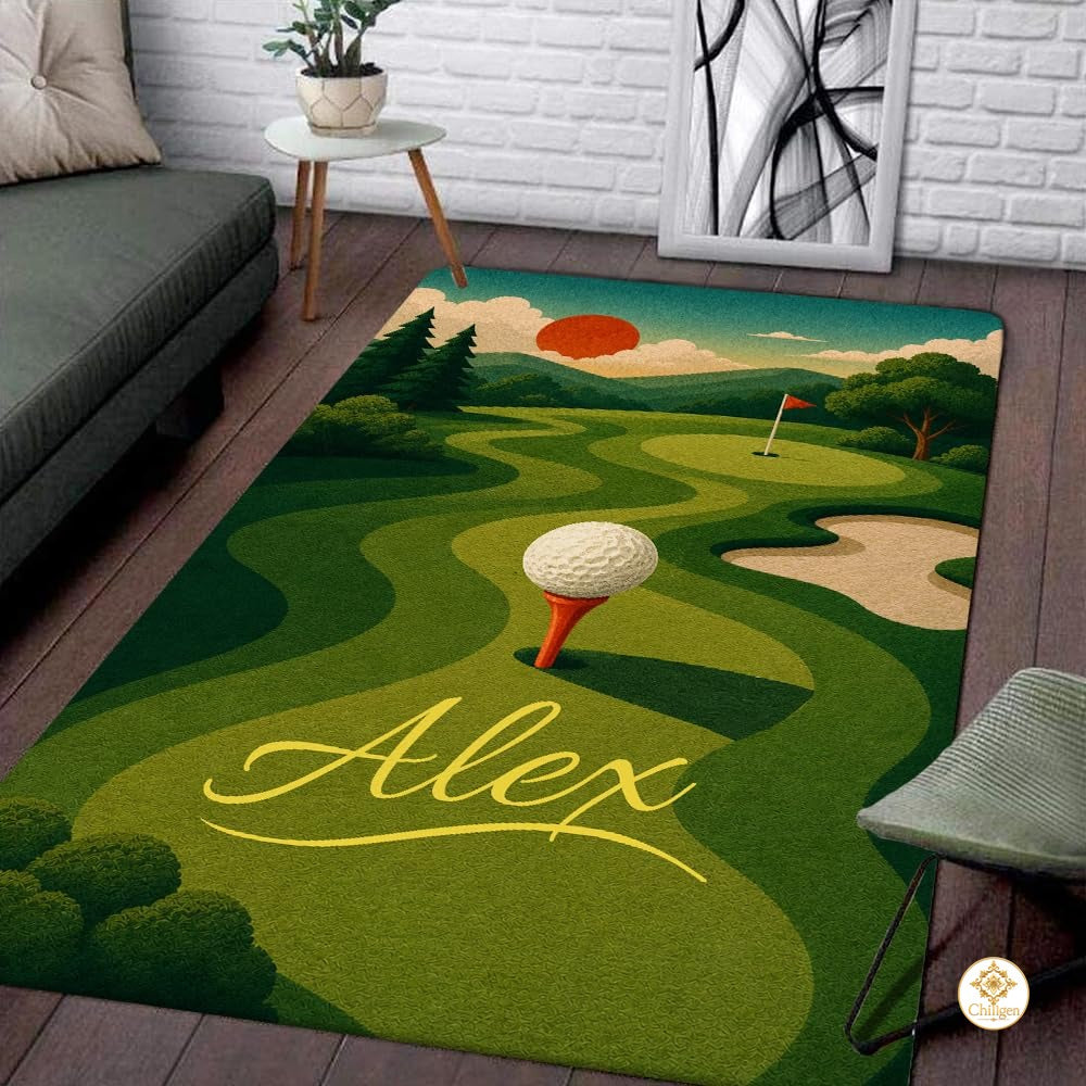 Custom Golf Welcome Mat for Front Door and Entryway