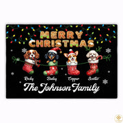 Personalized Christmas Doormat with Custom Family Name and Text