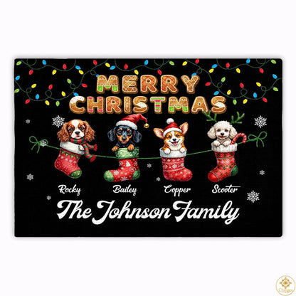 Personalized Christmas Doormat with Custom Family Name and Text