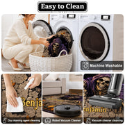 Personalized Witch Area Rug with Name - Custom Halloween Rug, Black Cat & Raven Floor Carpet, Spooky Gothic Home Decor, Non Slip Rugs (Style 8)