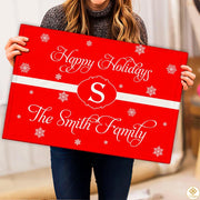 Personalized Christmas Doormat with Custom Family Name