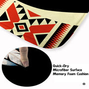 Close-up of beaded plumage motif and intricate geometric diamond patterns on southwestern rug. - thumbnail image 3 of 7