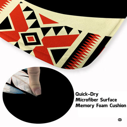 Close-up of beaded plumage motif and intricate geometric diamond patterns on southwestern rug. - thumbnail image 3 of 7