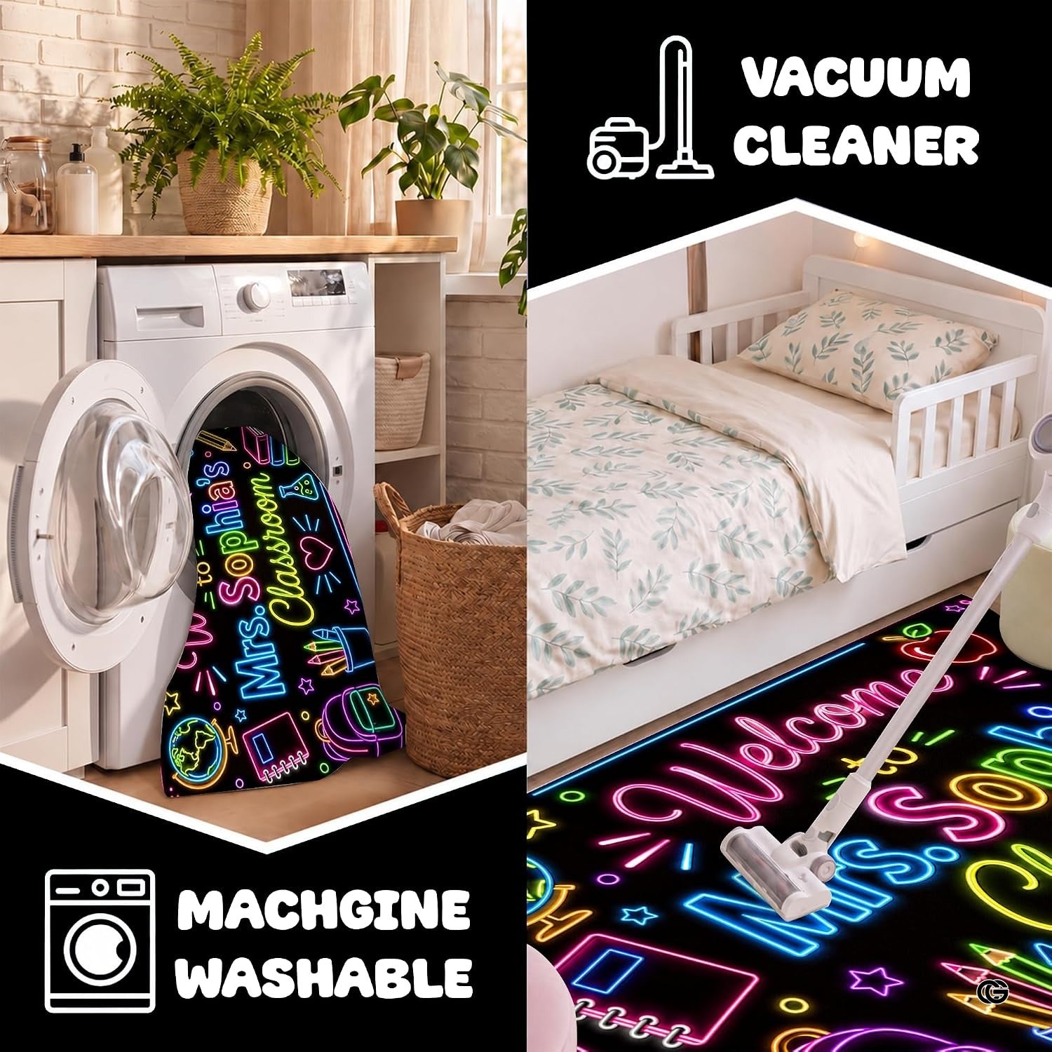Personalized Teacher Classroom Rug, Custom Back to School Welcome Mat with Name, Kindergarten Preschool Elementary Decor, Composition Notebook Carpet (A08)