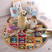 Custom Dog Paw Round Rug Patchwork Area Rug for Pet Lovers (1, A4)
