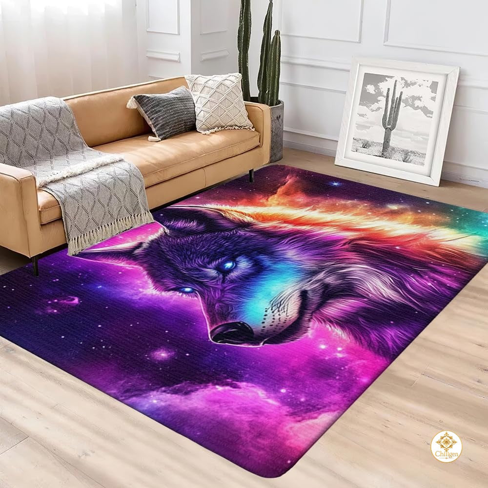 Custom Wolf Print Welcome Mat for Kids Room and Entryway