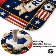 Personalized Soccer Doormat with Trophy and Flags - D7