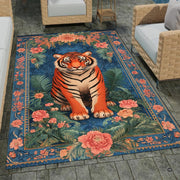 Home lounge arrangement displaying the Persian tapestry seated tiger accent rug - thumbnail image 7 of 8