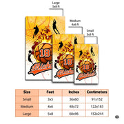 Dimension comparison chart displaying multiple size formats for this basketball area rug. - thumbnail image 2 of 7