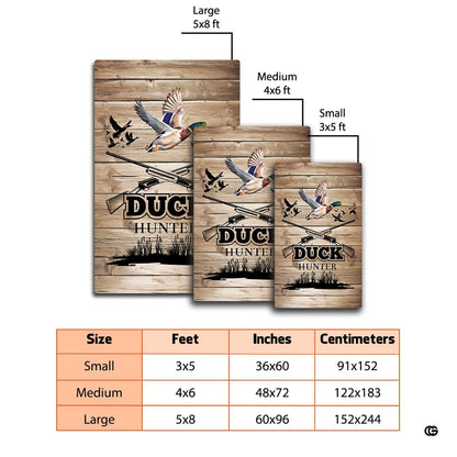 Rustic wood grain area rug displaying flying waterfowl silhouettes and reed grass. - thumbnail image 2 of 7
