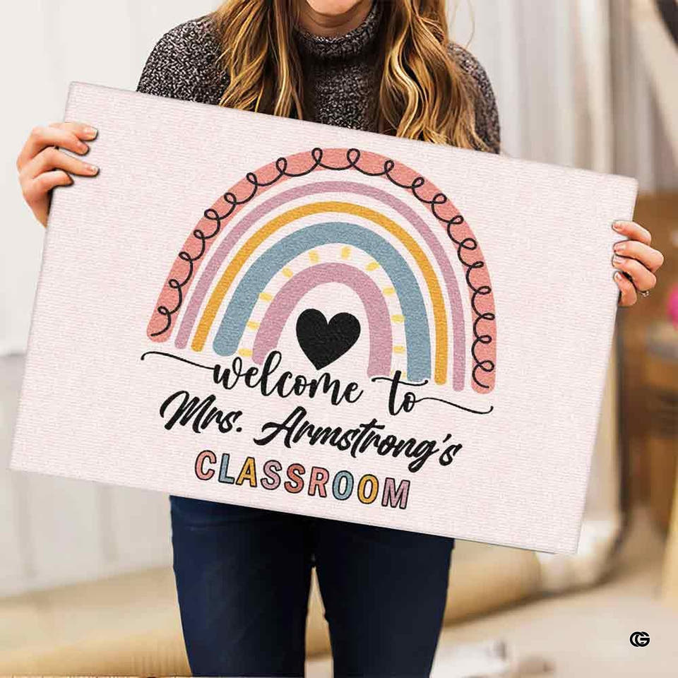 Personalized Teacher Welcome Door Mat with Name, Composition Notebook Style, Perfect Classroom Decor & Back to School Gift for Teachers (Affirmation #2)