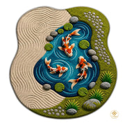 Custom Koi Fish Welcome Mat with 3D Pond and Lotus