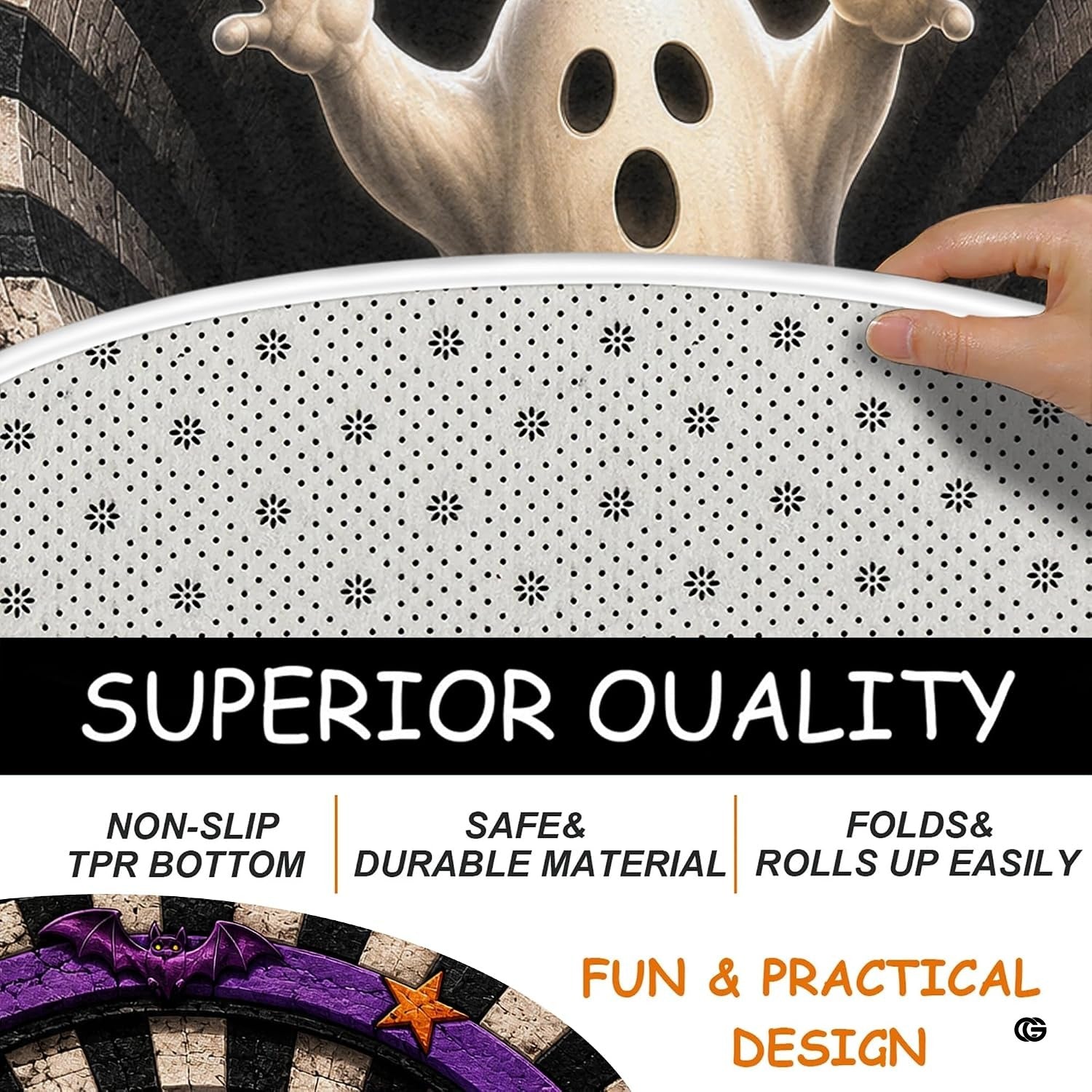Custom Halloween 3D Optical Illusion Round Rug Skeleton Horror Area Rug (1, #12)