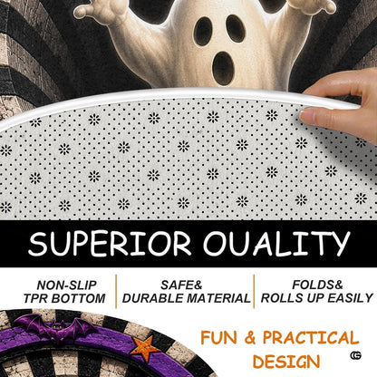Custom Halloween 3D Optical Illusion Round Rug Skeleton Horror Area Rug (1, #12)