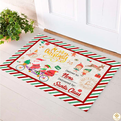 Personalized Christmas Doormat with Custom Family Name and Text