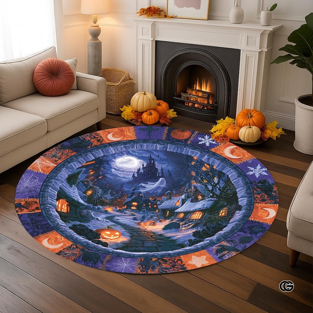 Custom Halloween 3D Effect Optical Illusion Spooky Round Rug (D5)