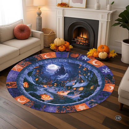 Custom Halloween 3D Effect Optical Illusion Spooky Round Rug (D5)