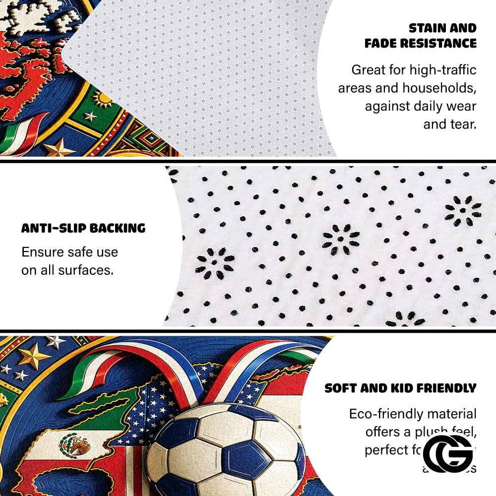 Personalized Soccer Welcome Mat with Custom Name and Trophy - D3