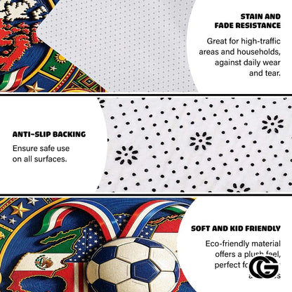 Personalized Soccer Welcome Mat with Custom Name and Trophy - D3