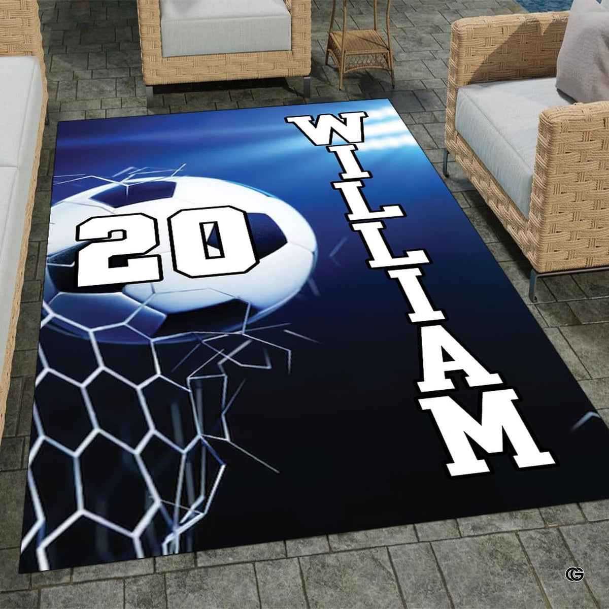 Detailed view of the premium edge stitching and stadium lighting graphics on microfiber
