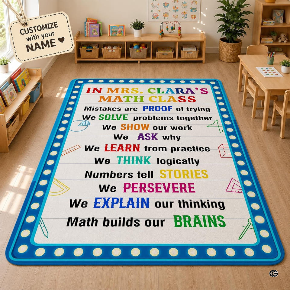 Geometric STEM teacher motivational area rug - view 1