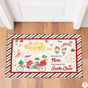 Personalized Christmas Doormat with Custom Family Name and Text