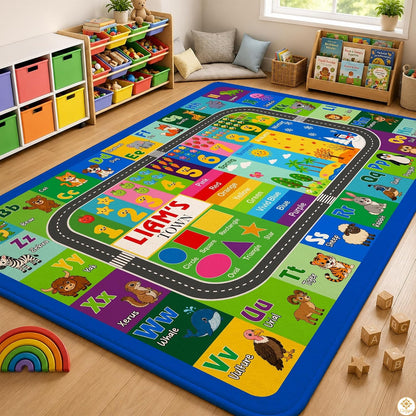 Personalized Road Map Welcome Mat with Custom Name and Streets