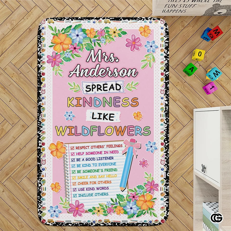 Custom Composition Notebook Classroom Rug with Plush Memory Foam