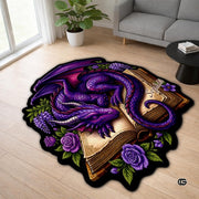 Custom Dragon Shaped Area Rug, Personalized Library Western Dragon Shaped Floor Mat Book Rug, Non-Slip Reading Room Carpet for Living Room, Bedroom, Dorm, Kids Room, Fans Lover (D6)