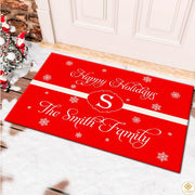 Personalized Christmas Doormat with Custom Family Name