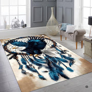 Close view of distressed cream background texture and vibrant navy eagle wing details. - thumbnail image 6 of 7