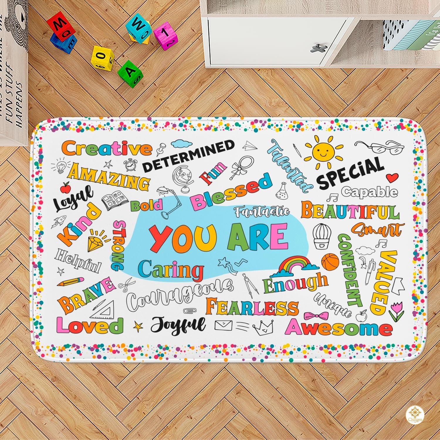 Personalized Welcome Doormat with Family Name and Address - Positive Affirmations