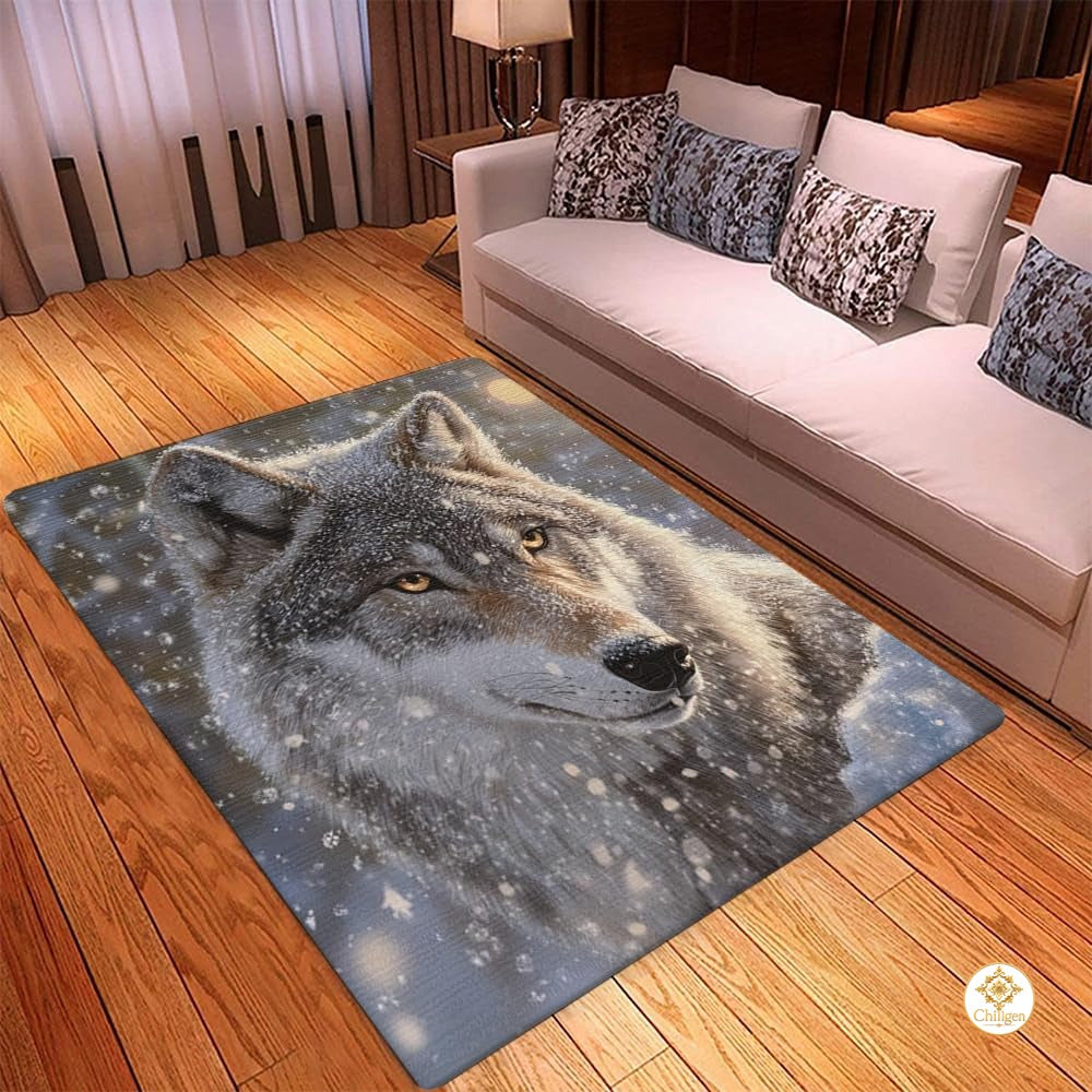 Custom Galaxy Wolves Welcome Mat with Wild Wolf Print - Wolf-ds15