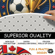 Custom Soccer Round Rug with Trophy and World Flags