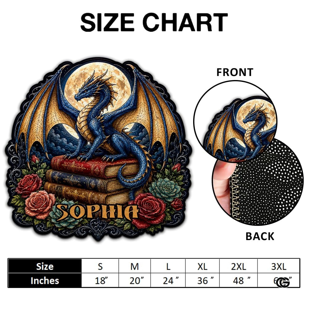 Custom Dragon Shaped Area Rug, Personalized Library Western Dragon Shaped Floor Mat Book Rug, Non-Slip Reading Room Carpet for Living Room, Bedroom, Dorm, Kids Room, Fans Lover (D7)
