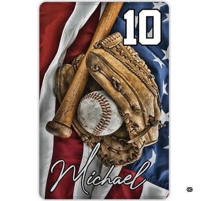 Angled perspective view showcasing the leather baseball glove and flag detail on microfiber - thumbnail image 8 of 8